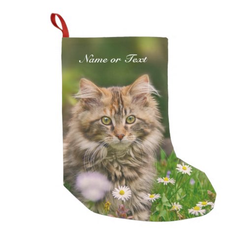 Cute Maine Coon Kitten Cat _  mantle Personalized Small Christmas Stocking