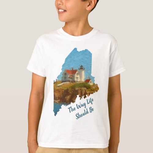 Cute Maine Saying Nubble Lighthouse Kids T_Shirt