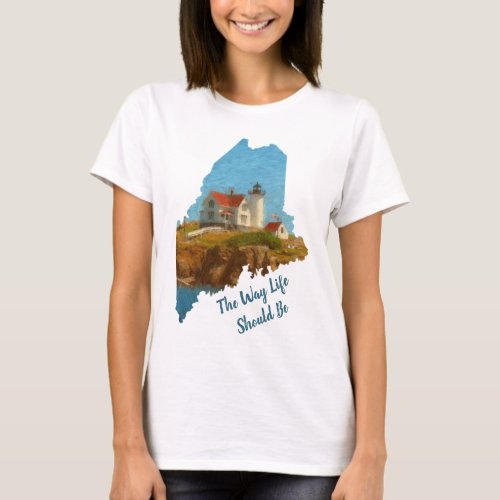 Cute Maine Saying Nubble Lighthouse T_Shirt