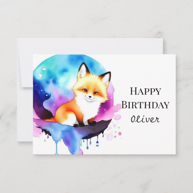 Cute Majestic Fox Birthday Card (Front)