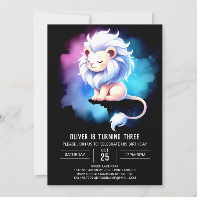 Cute Majestic Lion Birthday Invitation (Front)