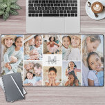 Cute Make Your Own 8 Photo Collage Desk Mat<br><div class="desc">Personalized Initial Name Monogram Photo Collage Desk Mat. Add a personal and stylish touch to your workspace with this custom desk mat, perfect as an office accessory or oversized mouse pad for your home or office. The design features a clean white background with a light gray initial and a black...</div>
