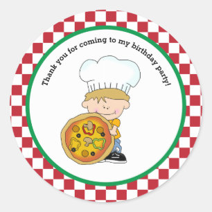 Cute Make Your Own Pizza Party Boy Thank You Favor Classic Round Sticker