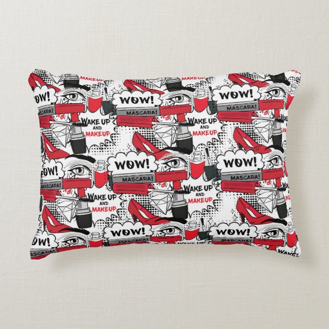Cute Makeup Girl – kawaii Beauty and Glam Fashion Accent Pillow (Front)