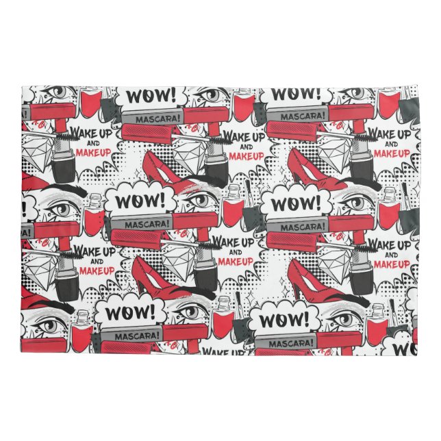 Cute Makeup Girl – kawaii Beauty and Glam Fashion Pillow Case (Back)