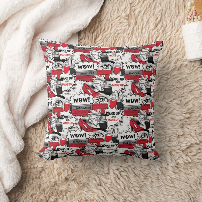 Cute Makeup Girl – kawaii Beauty and Glam Fashion Throw Pillow (Blanket)