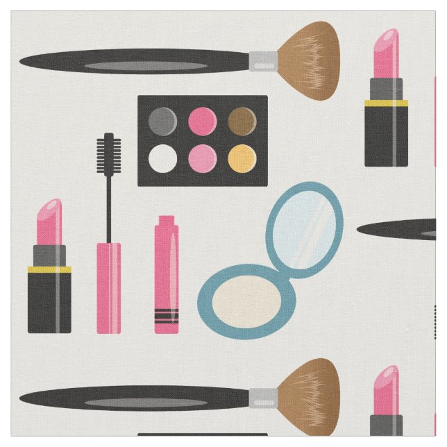 Cute Makeup Set Pattern Fabric (Close Up)