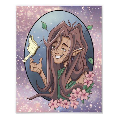 Cute Male Elf And Pale Cream Butterfly Photo Print