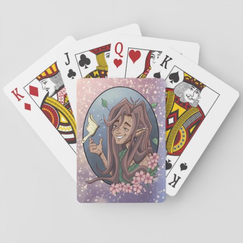 Cute Male Elf And Pale Cream Butterfly Playing Cards
