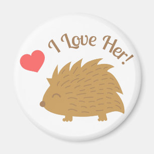 Cute Male Hedgehog in Love, I love Her Magnet