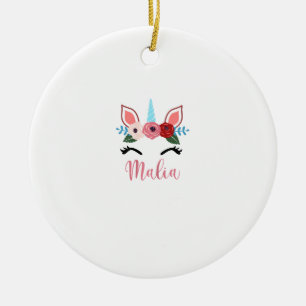 Cute Malia Magical Floral Unicorn For Girls T-Shir Ceramic Ornament