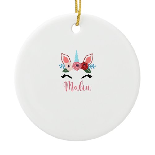 Cute Malia Magical Floral Unicorn For Girls T-Shir Ceramic Ornament