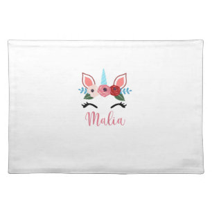 Cute Malia Magical Floral Unicorn For Girls T-Shir Cloth Placemat