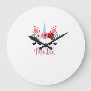 Cute Malia Magical Floral Unicorn For Girls T-Shir Large Clock
