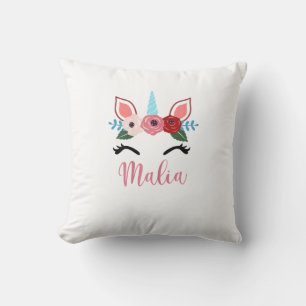 Cute Malia Magical Floral Unicorn For Girls T-Shir Throw Pillow