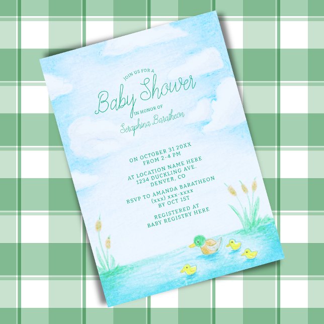 Cute Mallard Duck Baby Shower Invitation (Creator Uploaded)