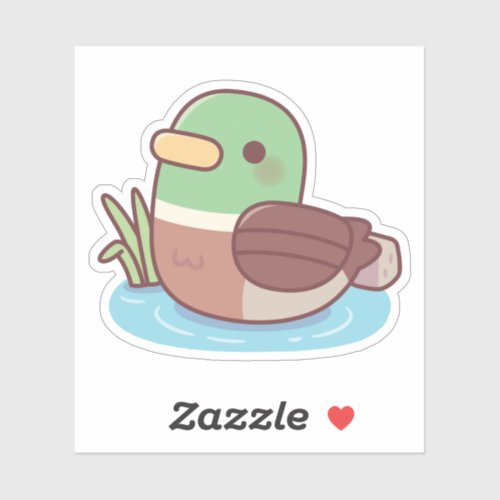 Cute Mallard Duck Swimming In The Pond Sticker