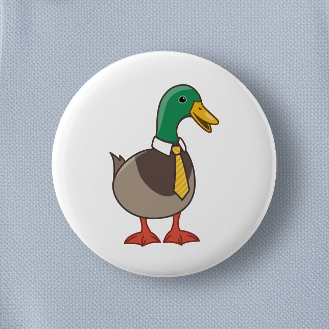 Cute Mallard Duck White Collar Necktie Button (Creator Uploaded)