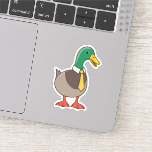 Cute Mallard Duck White Collar Necktie Sticker