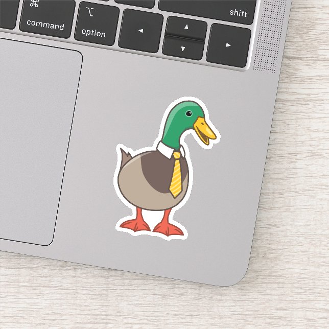 Cute Mallard Duck White Collar Necktie Sticker (Detail)