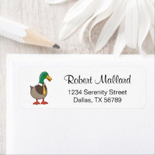 Cute Mallard Duck White Collar Tie Return Address Label