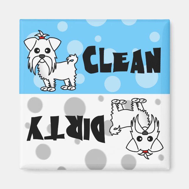 Cute Maltese Clean / Dirty Dishwasher Magnet (Front)
