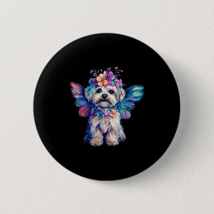 Cute Maltese Dog Angel With Wings  Button