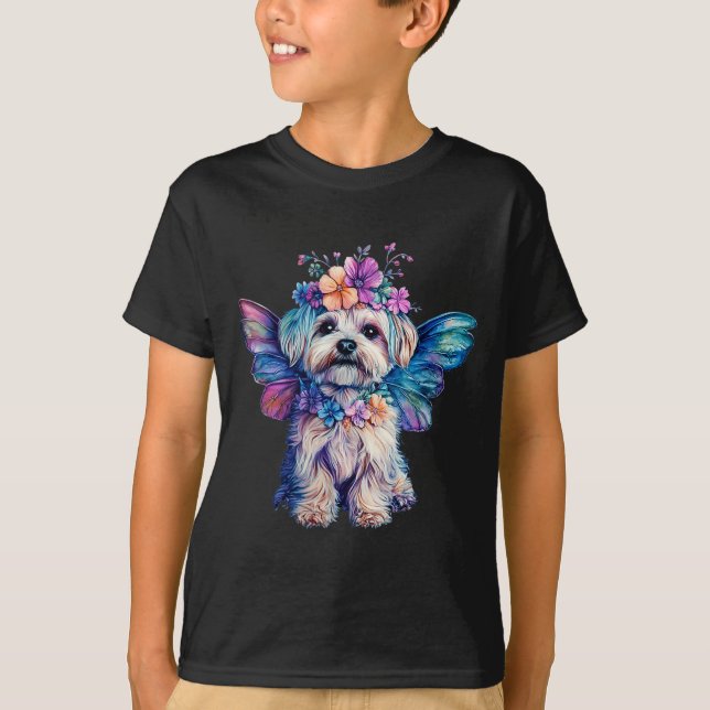 Cute Maltese Dog Angel With Wings  T-Shirt (Front)