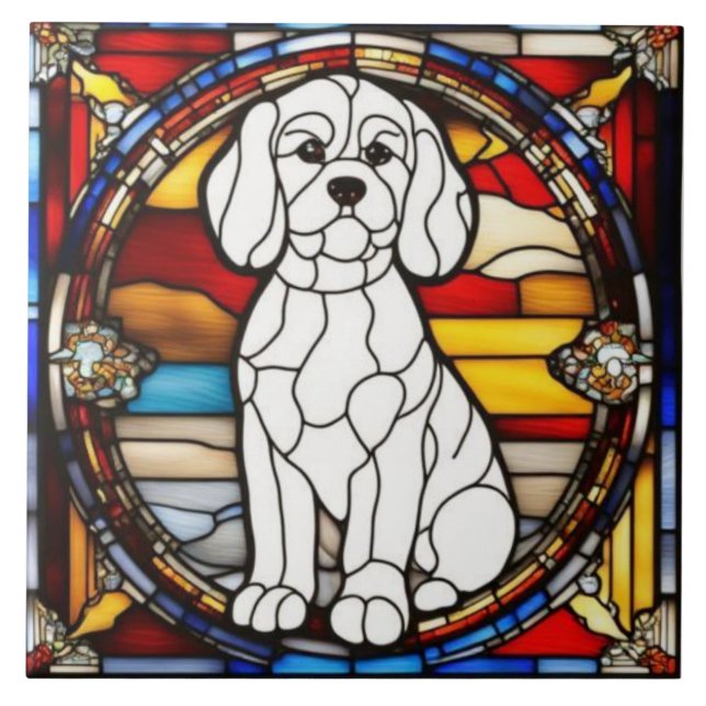    Cute Maltese Dog Decorative Tile (Front)