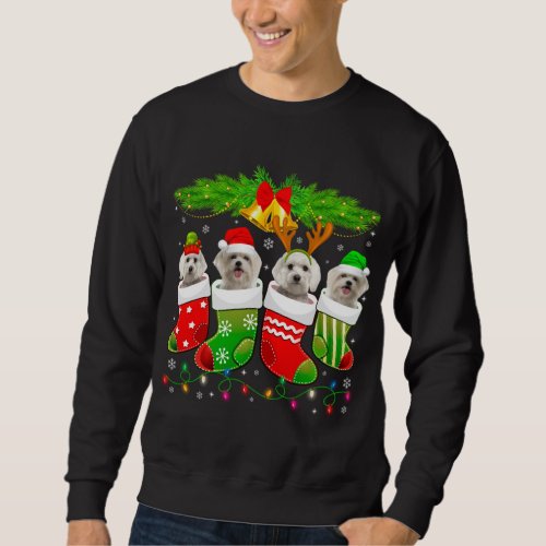 Cute Maltese Dog In Sock Christmas Santa Xmas Dog Sweatshirt