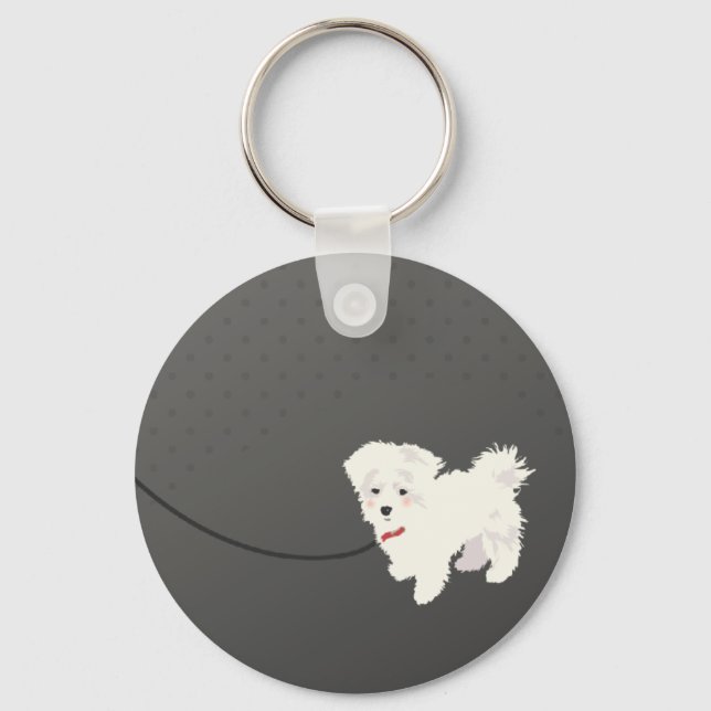 Cute Maltese Dog Keychain (Front)