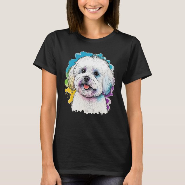 Cute Maltese Dog on Maltese dog  1 T-Shirt (Front)