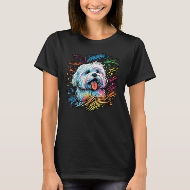 Cute Maltese Dog on Maltese dog  2 T-Shirt (Front)
