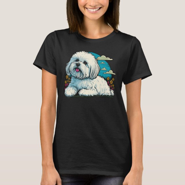 Cute Maltese Dog on Maltese dog  4 T-Shirt (Front)