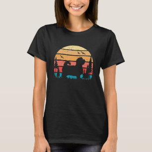 Cute Maltese Dog Puppy Retro Sunset T-Shirt