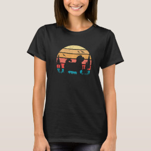 Cute Maltese Dog Puppy Retro Sunset T-Shirt