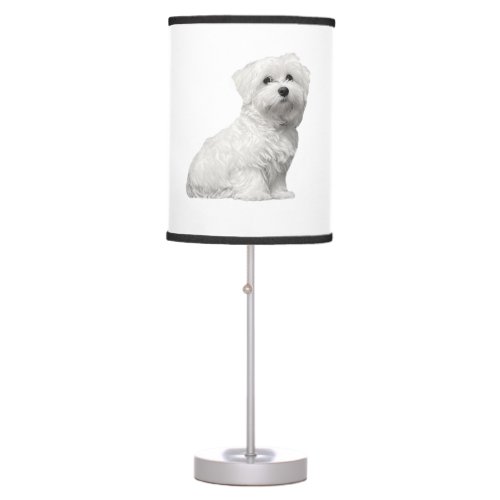 Cute Maltese Dog Sitting Puppy Table Lamp