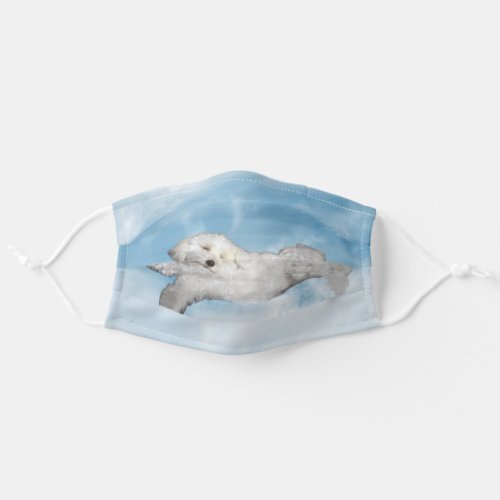 Cute Maltese Dog Sleeping In The Clouds Adult Cloth Face Mask