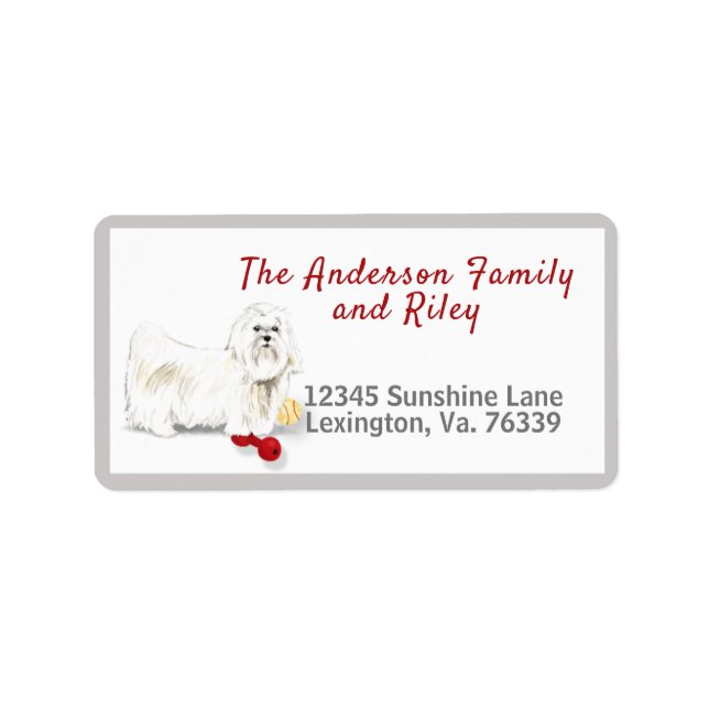 Cute Maltese  Toys Family Return Address  Label (Front)
