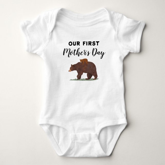Cute Mama Baby Bear 1st Mother's Day  Bodysuit (Front)