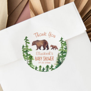 Cute Mama Baby Bear Thank You Classic Round Sticker