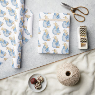 Cute Mama & Baby Bunny Watercolor Wrapping Paper