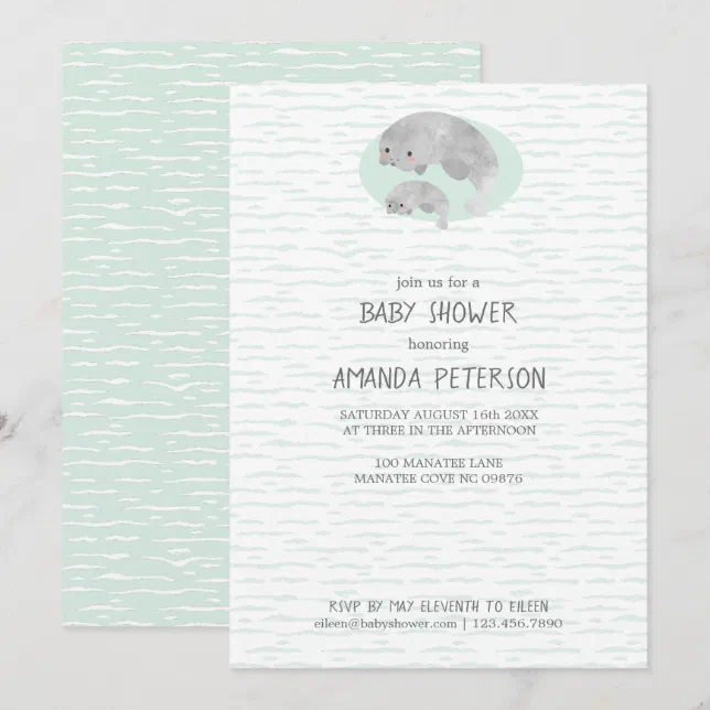 Cute Mama Baby Manatee With Waves Baby Shower Invitation Zazzle cute-mama-baby-manatee-with-waves-baby-shower-invitation-zazzle