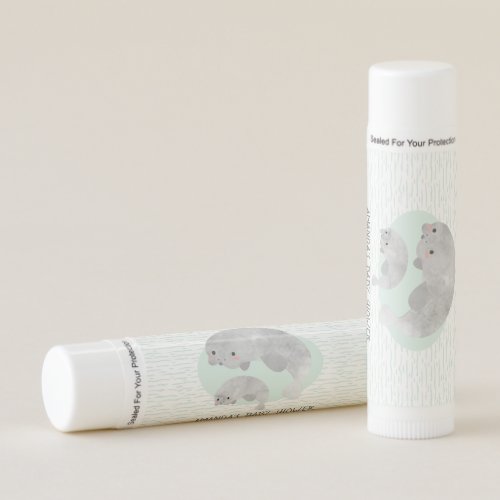 Cute Mama  Baby Manatee with Waves Baby Shower Lip Balm