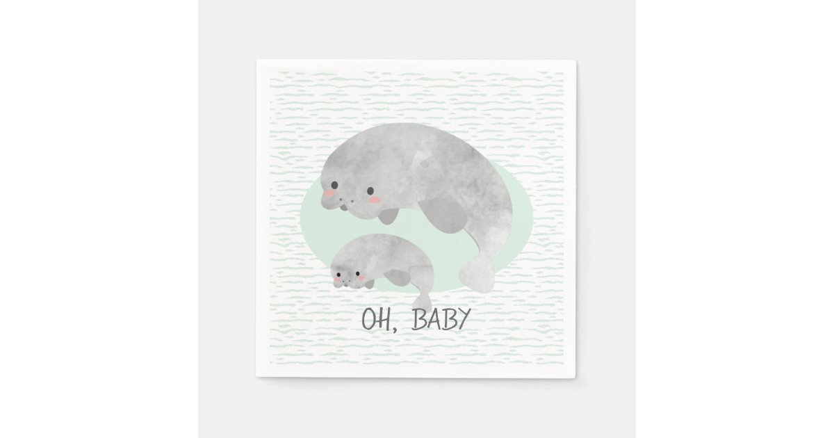 Cute Mama Baby Manatee With Waves Baby Shower Napkins Zazzle cute-mama-baby-manatee-with-waves-baby-shower-napkins-zazzle