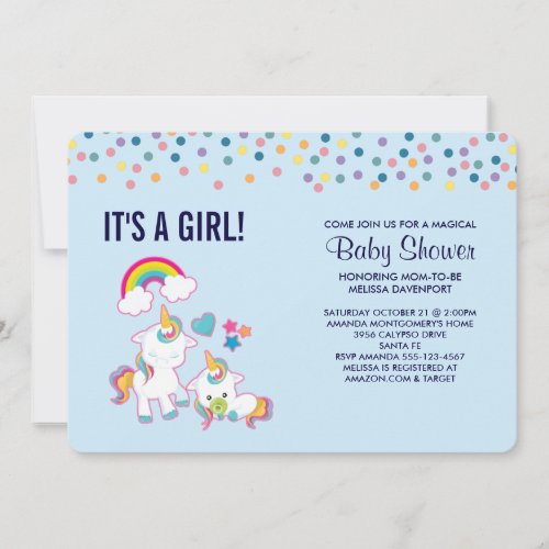 Cute Mama  Baby Unicorn Magical Baby Shower Invitation