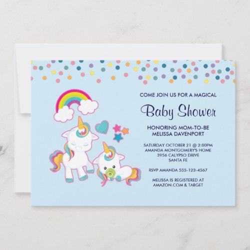 Cute Mama  Baby Unicorn Magical Baby Shower Invitation