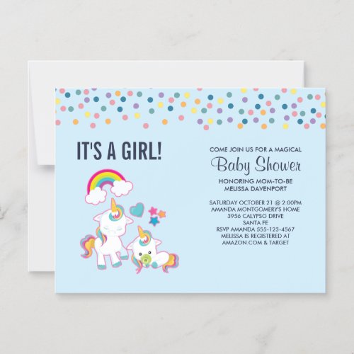 Cute Mama  Baby Unicorn Magical Baby Shower Magnetic Invitation