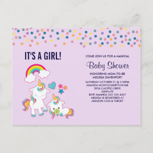 Cute Mama & Baby Unicorn Magical Baby Shower Postcard