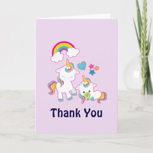 Cute Mama  Baby Unicorn Magical Thank You Card